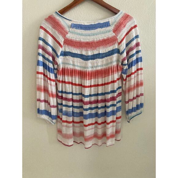 Anthropologie Meadow Rue Smocked Striped Tunic Top Blouse S - Picture 8 of 9